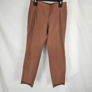 Lafayette 148 Manhattan Slim Leg Stretch Step Hem Pants Women’s Sz 6 Ochre Brown